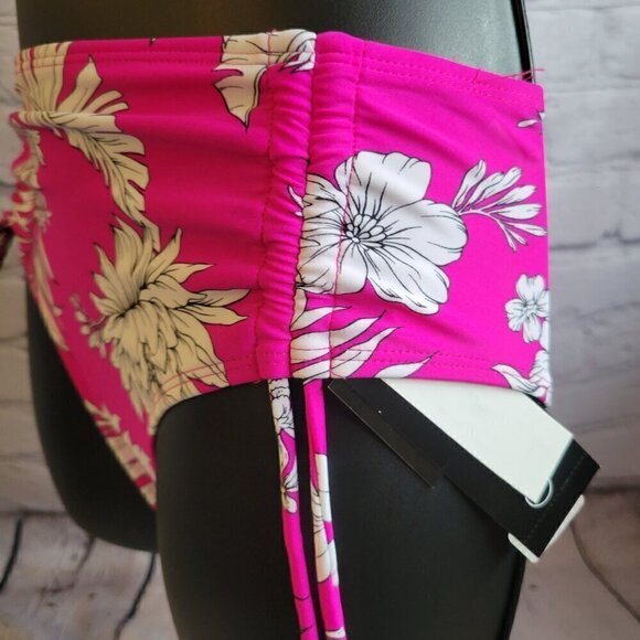 California Waves Multi Color Floral Stretch Side Tie Moderate Coverage Bottom - Picture 3 of 5